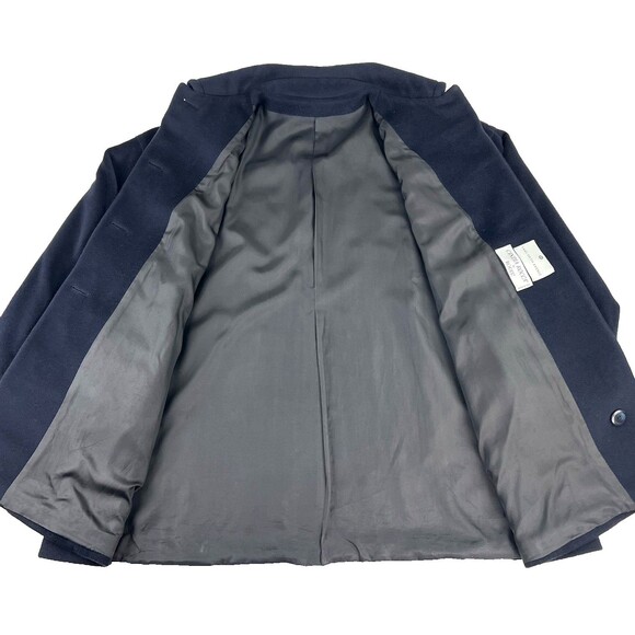 Vtg Saks Fifth Ave Cinzia Rocca Womens Sz 12 Soft Wool Overcoat Navy Blue Italy - Picture 4 of 7